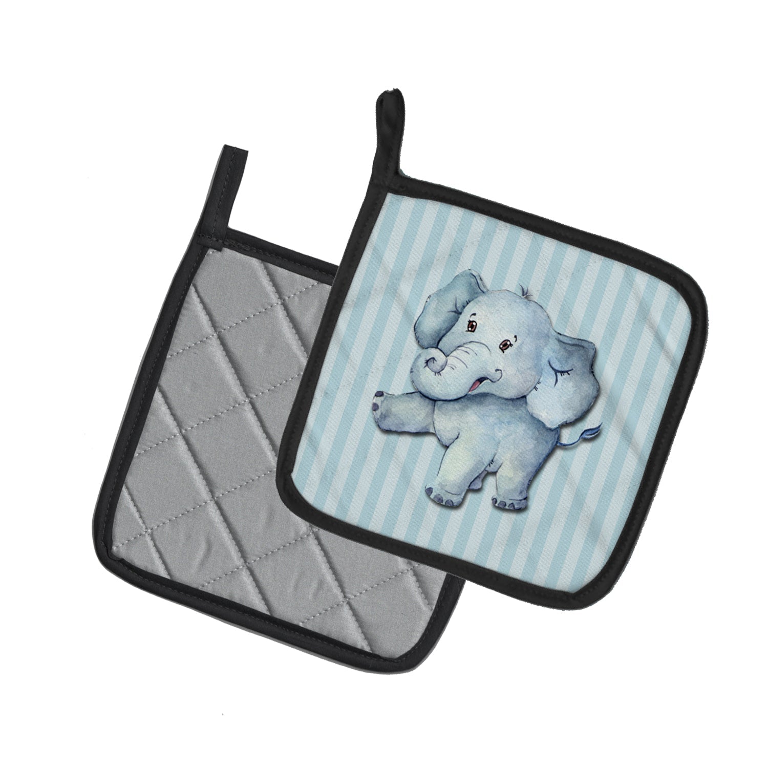 Elephant Pot Holder Set of 2 Heat Resistant Quilted Hot Pads 7.5 x 7.5 Inch, Insulated Kitchen Trivets for Cooking & Baking