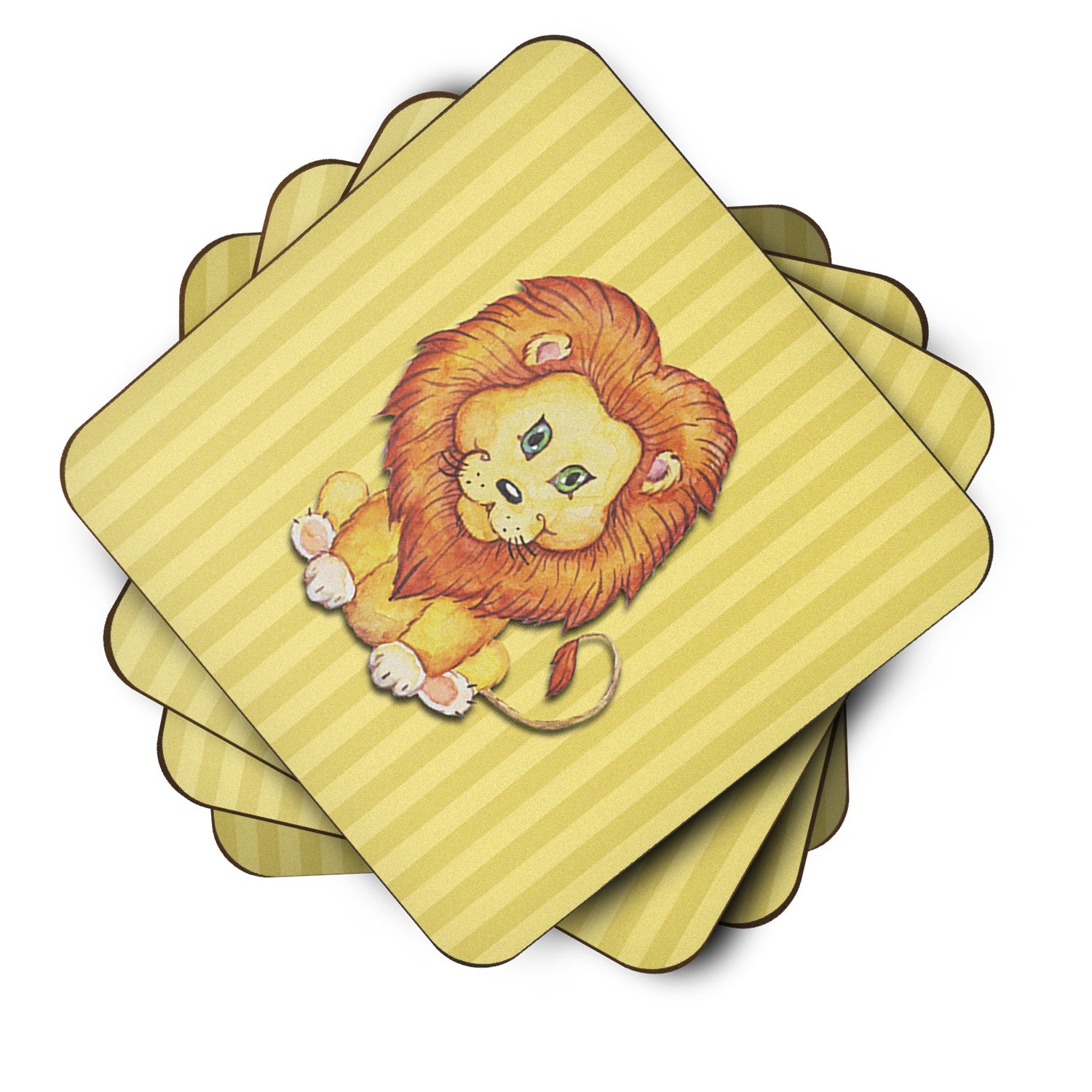 Lion Foam Coasters Set of 4 Cup Coasters for Indoor Outdoor, Tabletop Protection, Anti Slip, Mouse pad Material