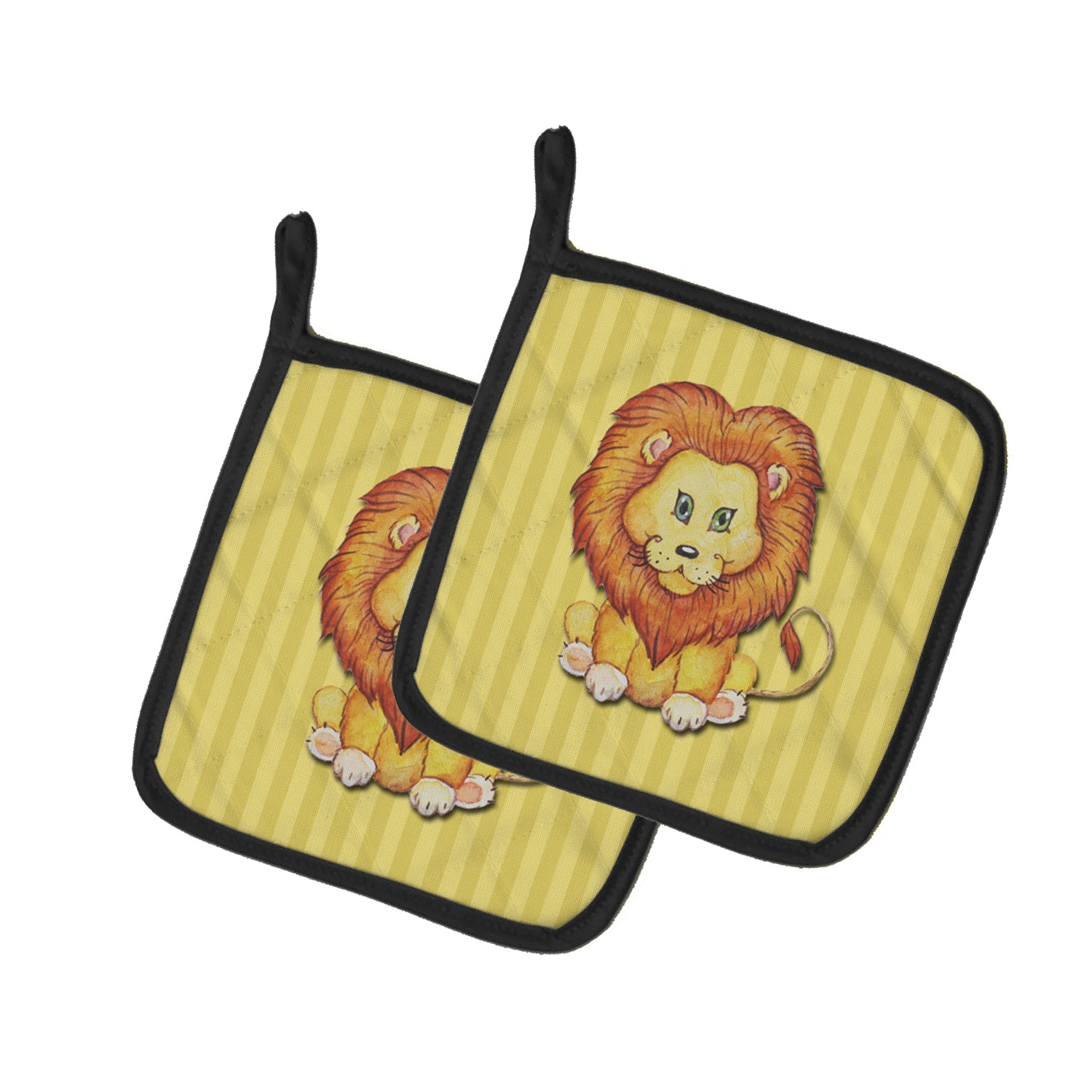 Lion Pot Holder Set of 2 Heat Resistant Quilted Hot Pads 7.5 x 7.5 Inch, Insulated Kitchen Trivets for Cooking & Baking