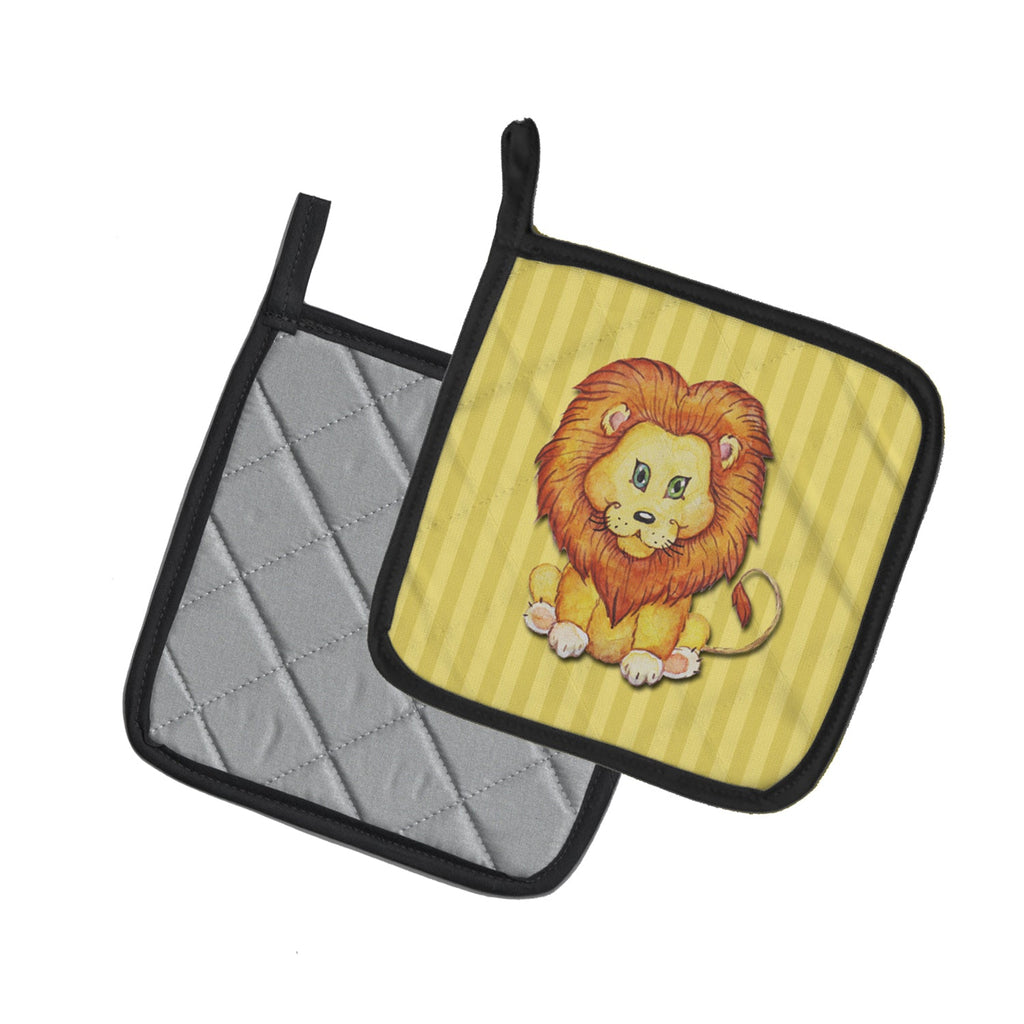 Lion Pot Holder Set of 2 Heat Resistant Quilted Hot Pads 7.5 x 7.5 Inch, Insulated Kitchen Trivets for Cooking & Baking
