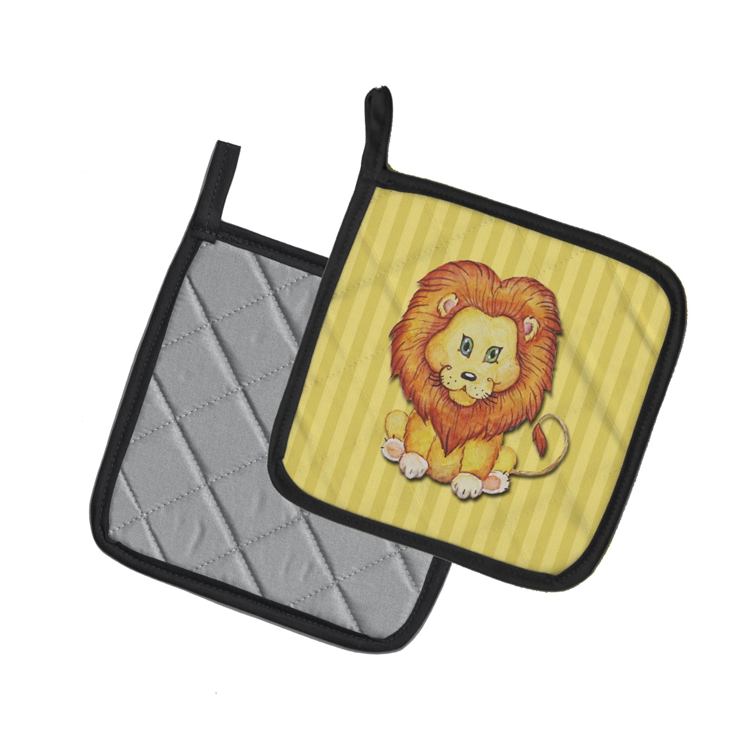 Lion Pot Holder Set of 2 Heat Resistant Quilted Hot Pads 7.5 x 7.5 Inch, Insulated Kitchen Trivets for Cooking & Baking