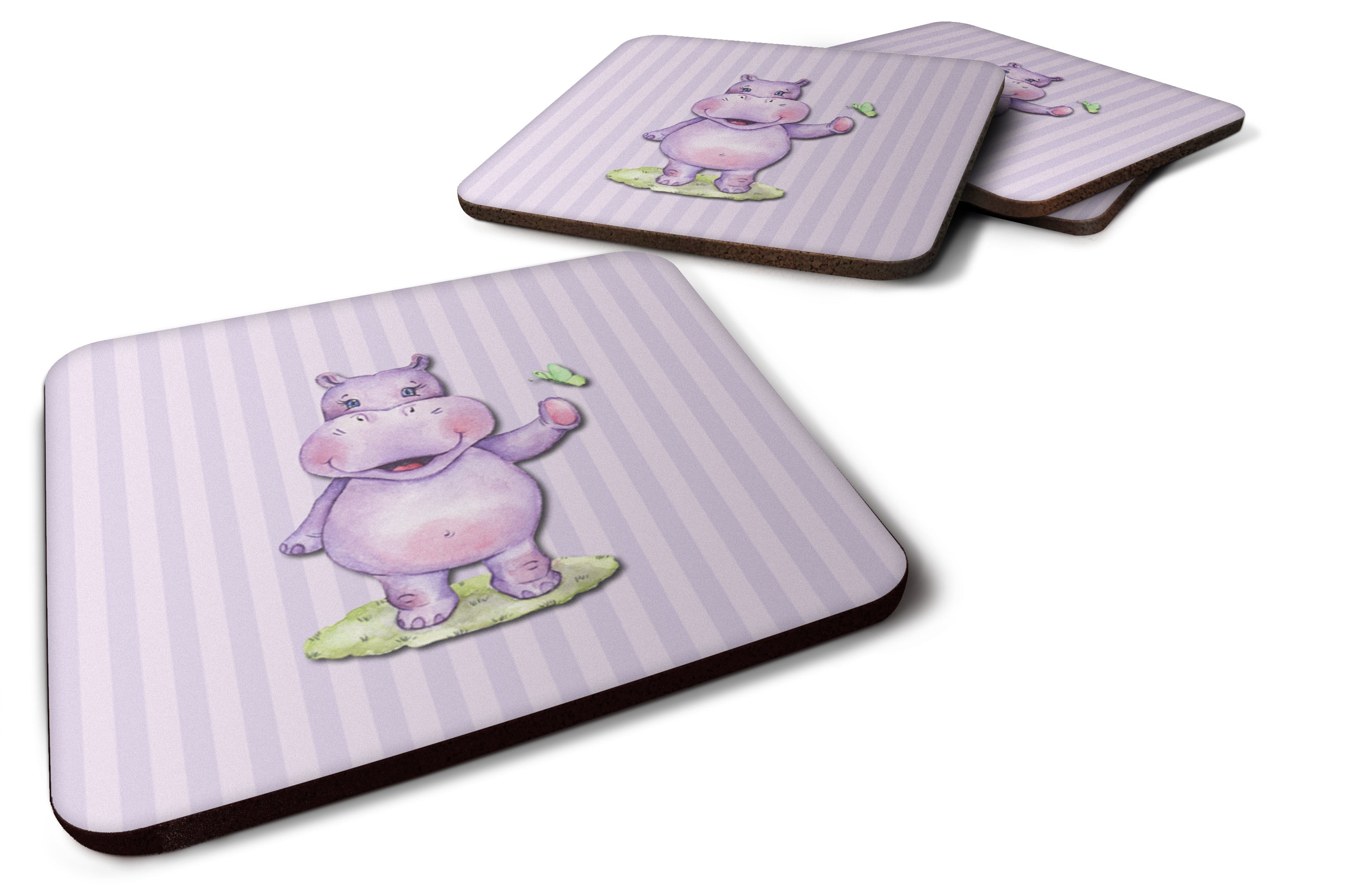 Hippopotamus Foam Coasters Set of 4 Cup Coasters for Indoor Outdoor, Tabletop Protection, Anti Slip, Mouse pad Material