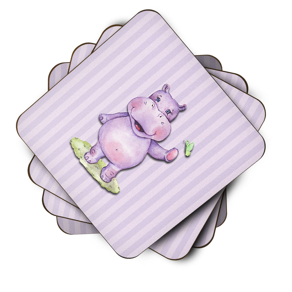 Hippopotamus Foam Coasters Set of 4 Cup Coasters for Indoor Outdoor, Tabletop Protection, Anti Slip, Mouse pad Material