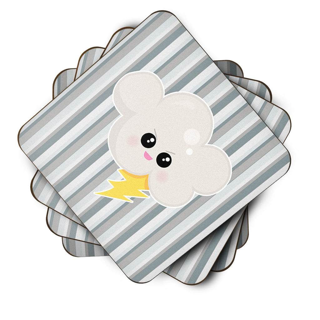 Weather Thuderstorm Face Foam Coasters Set of 4 Cup Coasters for Indoor Outdoor, Tabletop Protection, Anti Slip, Mouse pad Material
