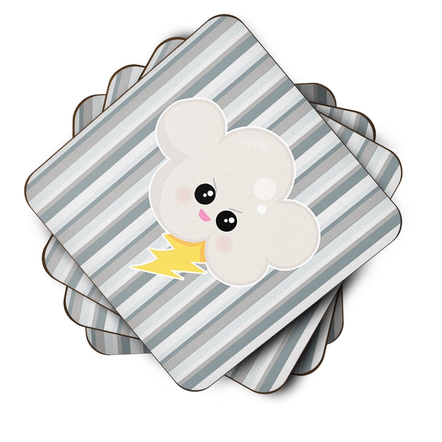 Weather Thuderstorm Face Foam Coasters Set of 4 Cup Coasters for Indoor Outdoor, Tabletop Protection, Anti Slip, Mouse pad Material