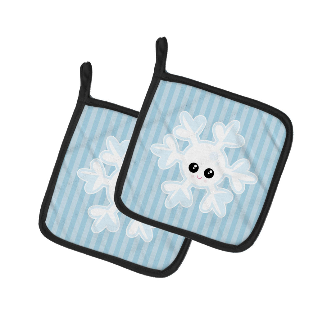 Weather Snowflake Face Pot Holder Set of 2 Heat Resistant Quilted Hot Pads 7.5 x 7.5 Inch, Insulated Kitchen Trivets for Cooking & Baking