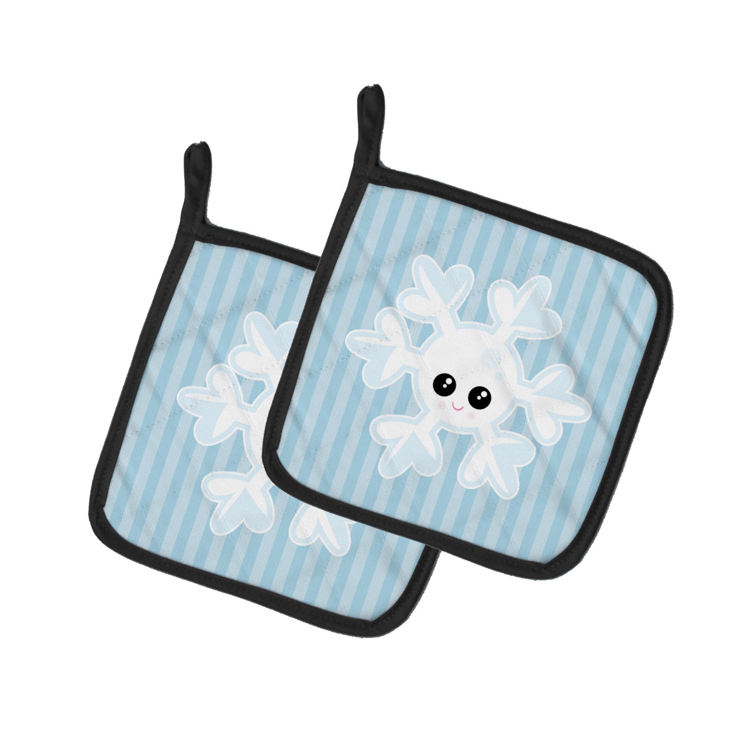 Weather Snowflake Face Pot Holder Set of 2 Heat Resistant Quilted Hot Pads 7.5 x 7.5 Inch, Insulated Kitchen Trivets for Cooking & Baking