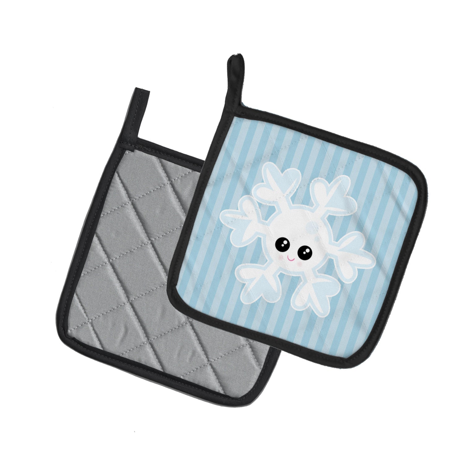 Weather Snowflake Face Pot Holder Set of 2 Heat Resistant Quilted Hot Pads 7.5 x 7.5 Inch, Insulated Kitchen Trivets for Cooking & Baking