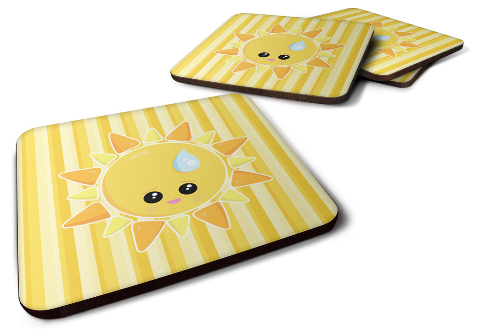 Weather Sun Sprinkle Face Foam Coasters Set of 4 Cup Coasters for Indoor Outdoor, Tabletop Protection, Anti Slip, Mouse pad Material