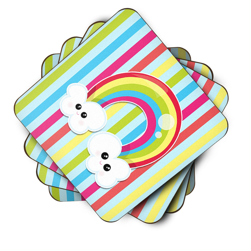 Weather Rainbow Face Foam Coasters Set of 4 Cup Coasters for Indoor Outdoor, Tabletop Protection, Anti Slip, Mouse pad Material