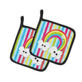 Weather Rainbow Face Pot Holder Set of 2 Heat Resistant Quilted Hot Pads 7.5 x 7.5 Inch, Insulated Kitchen Trivets for Cooking & Baking