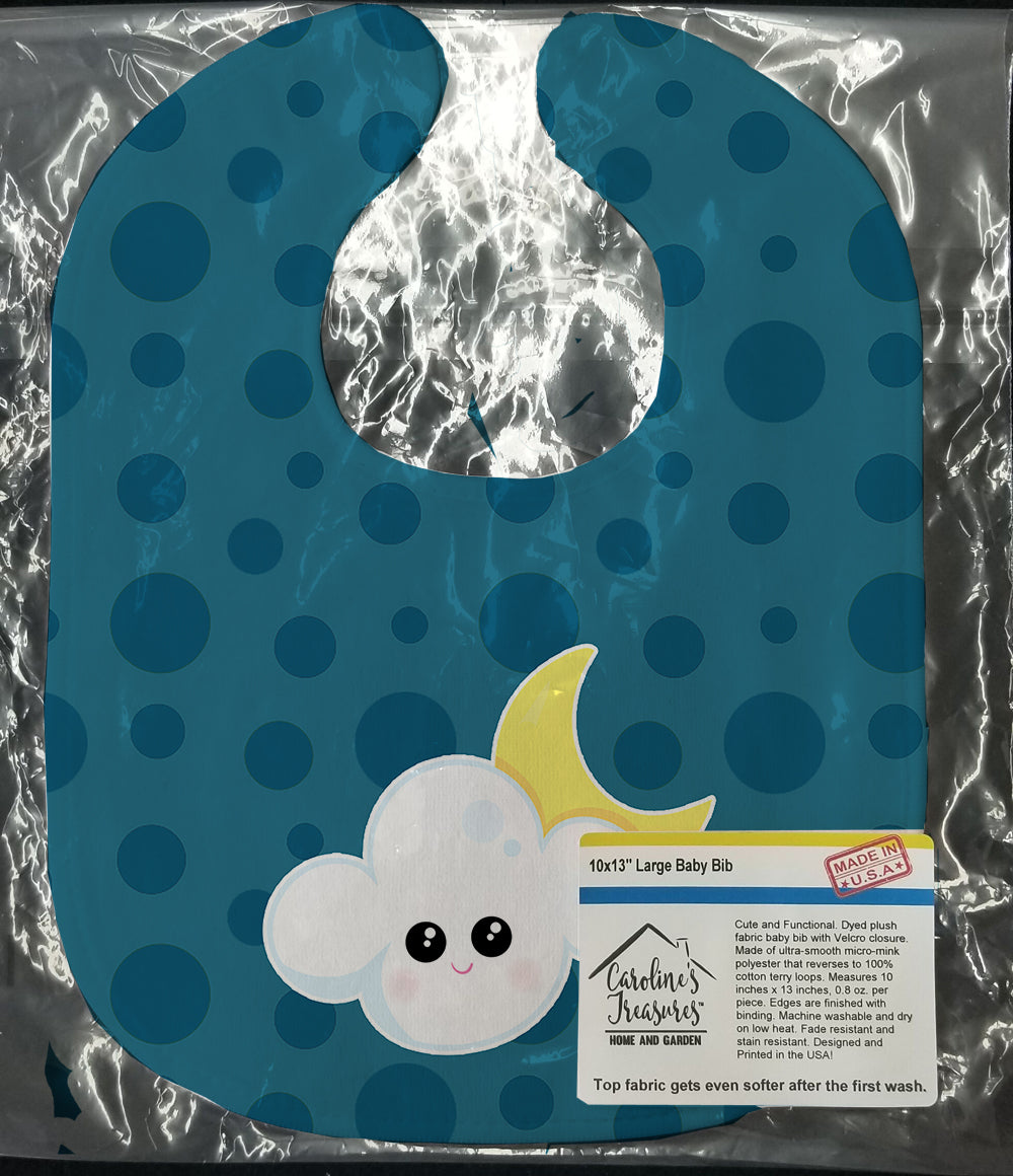 Weather Cloudy Moon Face Baby Bib Easy-Clean Baby Bib Baby Feeding Accessory Baby Mealtime Essential, 10 x 13, Multicolor