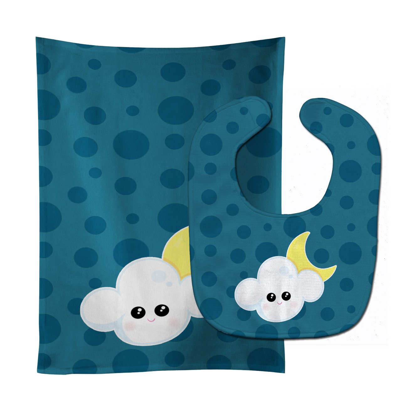 Weather Cloudy Moon Face Baby Bib & Burp Cloth Easy-Clean Baby Bib Baby Feeding Accessory Baby Mealtime Essential