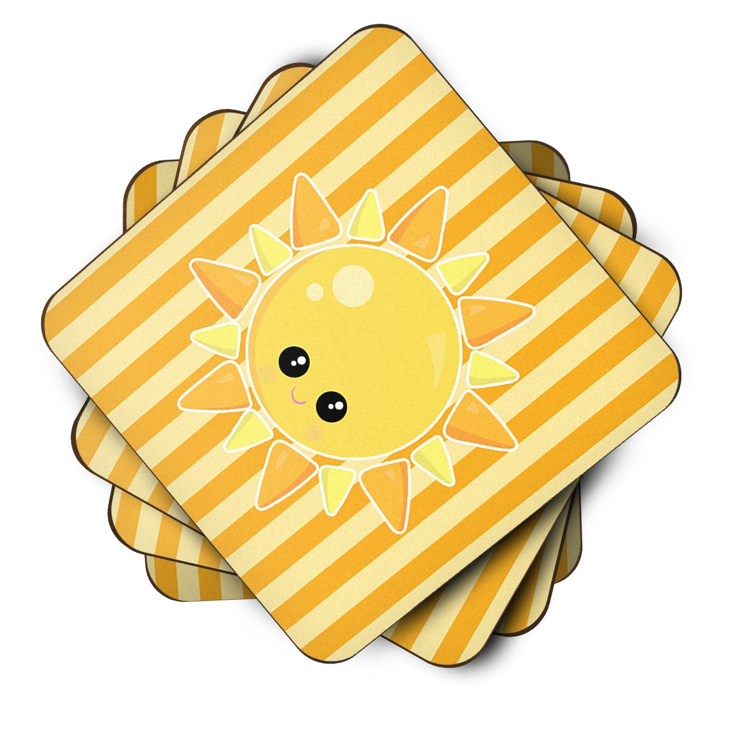 Weather Sunshine Face Foam Coasters Set of 4 Cup Coasters for Indoor Outdoor, Tabletop Protection, Anti Slip, Mouse pad Material