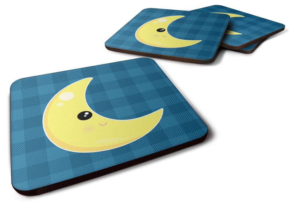 Weather Moon Face Foam Coasters Set of 4 Cup Coasters for Indoor Outdoor, Tabletop Protection, Anti Slip, Mouse pad Material