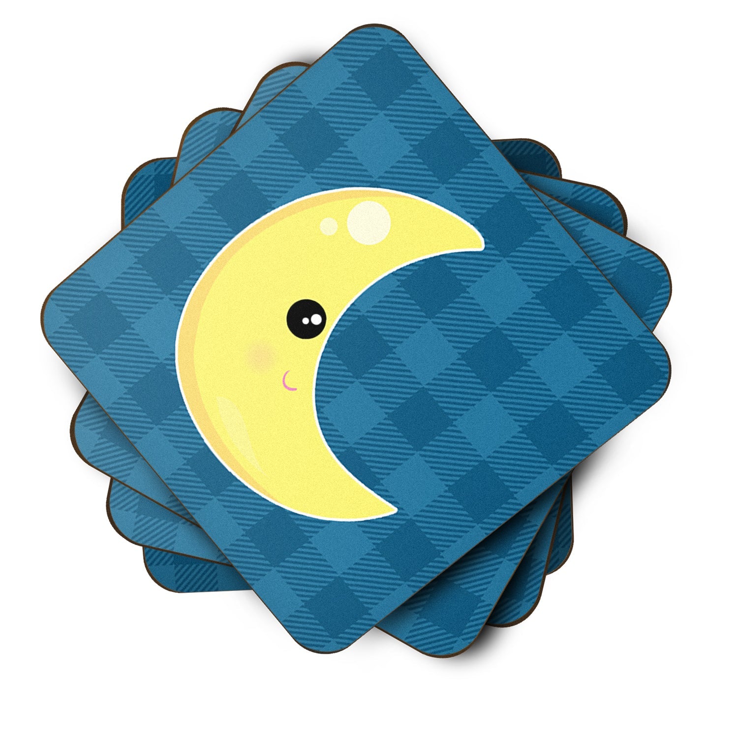 Weather Moon Face Foam Coasters Set of 4 Cup Coasters for Indoor Outdoor, Tabletop Protection, Anti Slip, Mouse pad Material