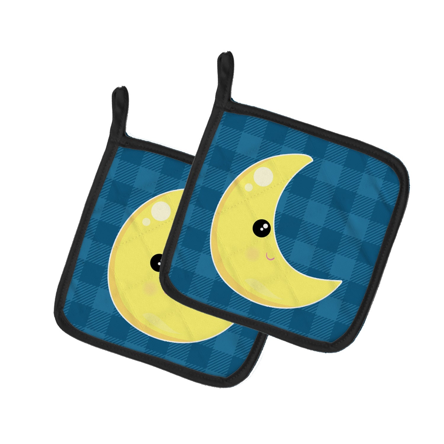 Weather Moon Face Pot Holder Set of 2 Heat Resistant Quilted Hot Pads 7.5 x 7.5 Inch, Insulated Kitchen Trivets for Cooking & Baking
