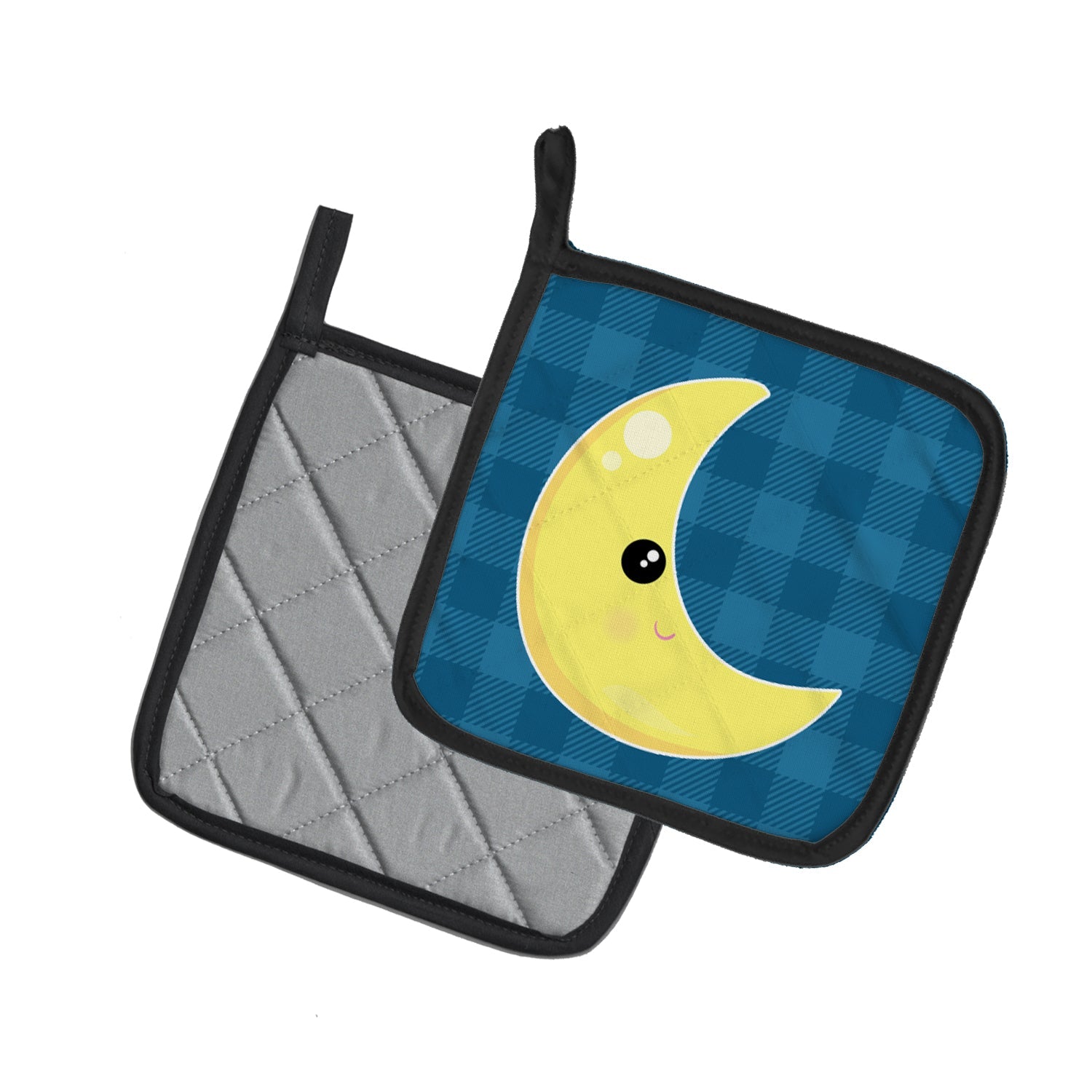 Weather Moon Face Pot Holder Set of 2 Heat Resistant Quilted Hot Pads 7.5 x 7.5 Inch, Insulated Kitchen Trivets for Cooking & Baking