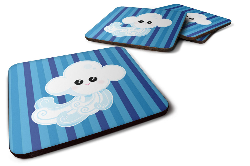 Weather Windy Face Foam Coasters Set of 4 Cup Coasters for Indoor Outdoor, Tabletop Protection, Anti Slip, Mouse pad Material