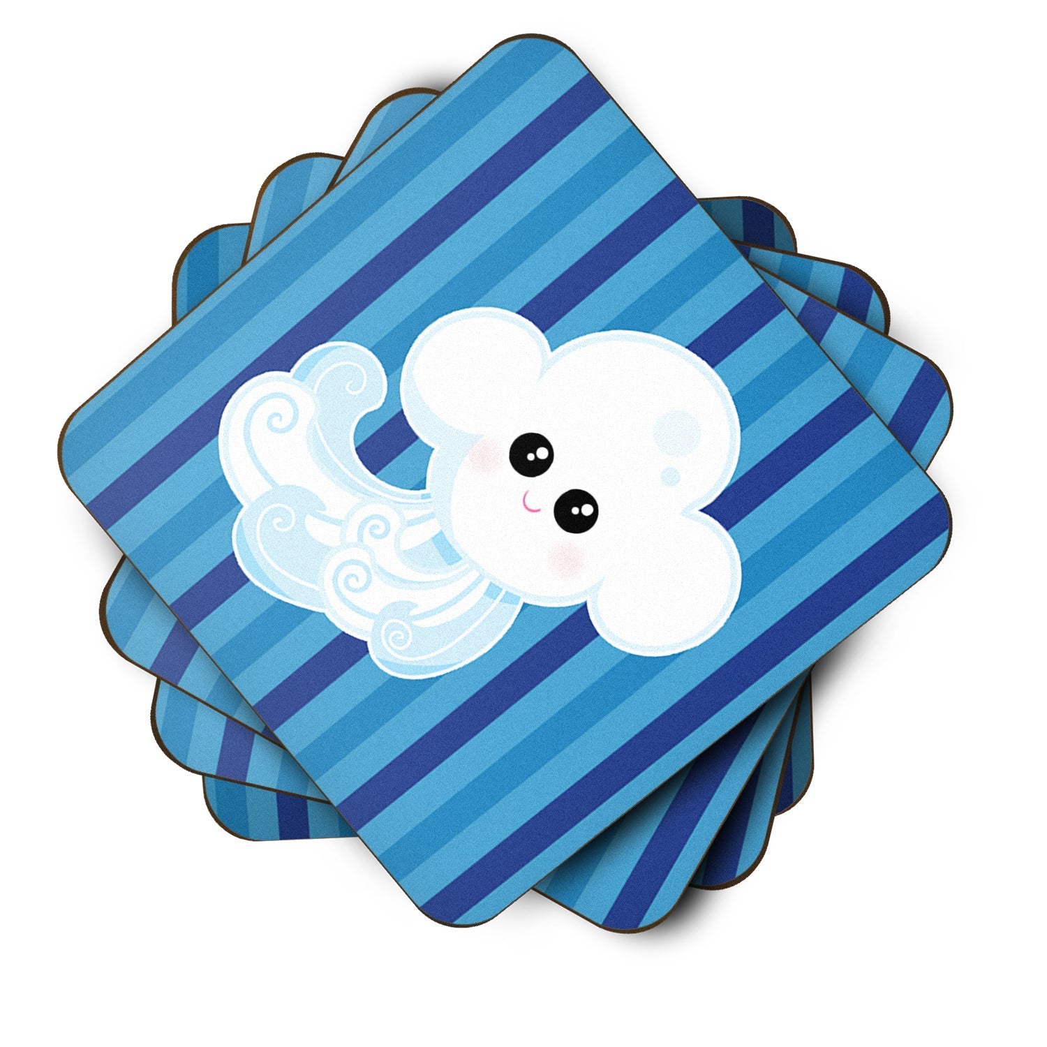 Weather Windy Face Foam Coasters Set of 4 Cup Coasters for Indoor Outdoor, Tabletop Protection, Anti Slip, Mouse pad Material