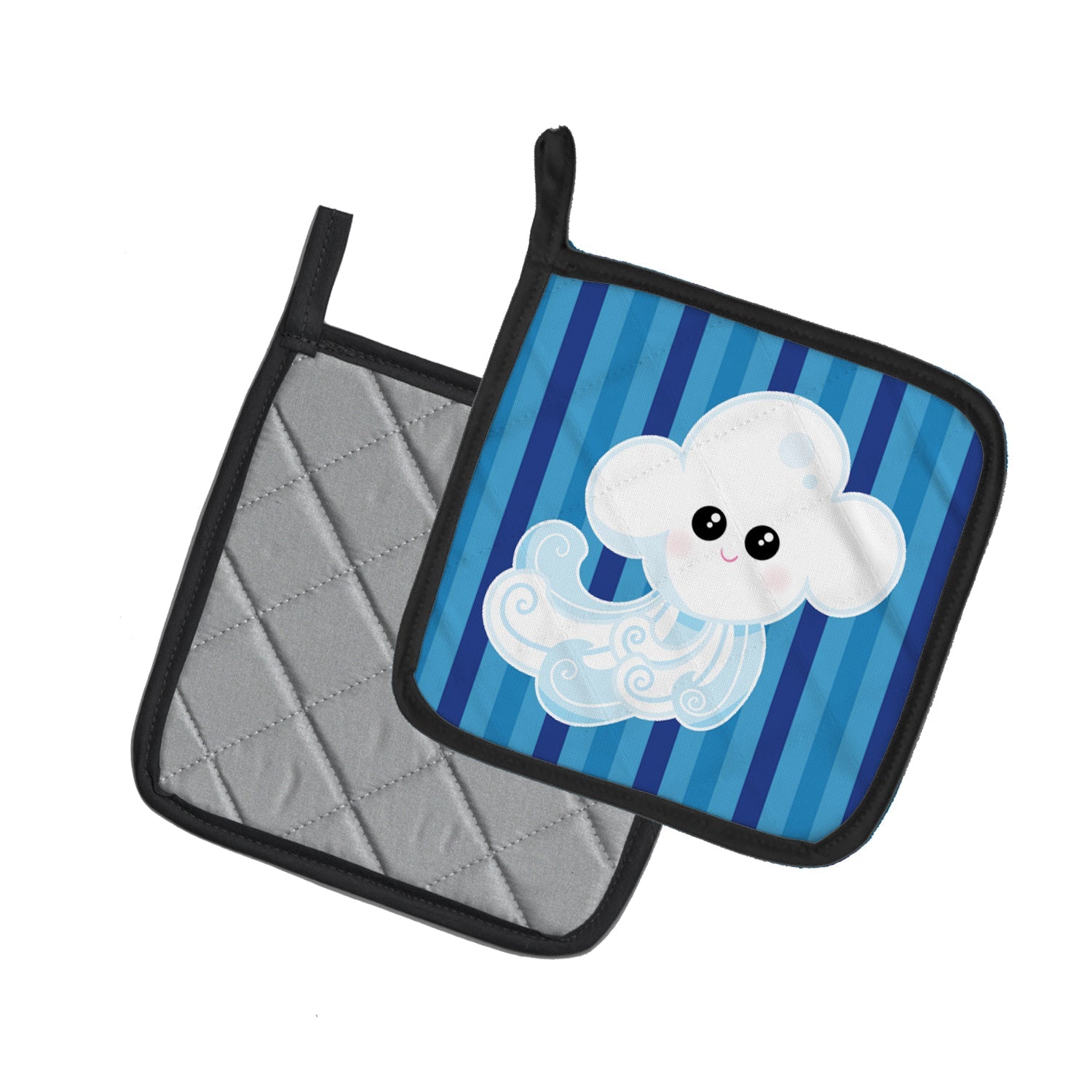 Weather Windy Face Pot Holder Set of 2 Heat Resistant Quilted Hot Pads 7.5 x 7.5 Inch, Insulated Kitchen Trivets for Cooking & Baking