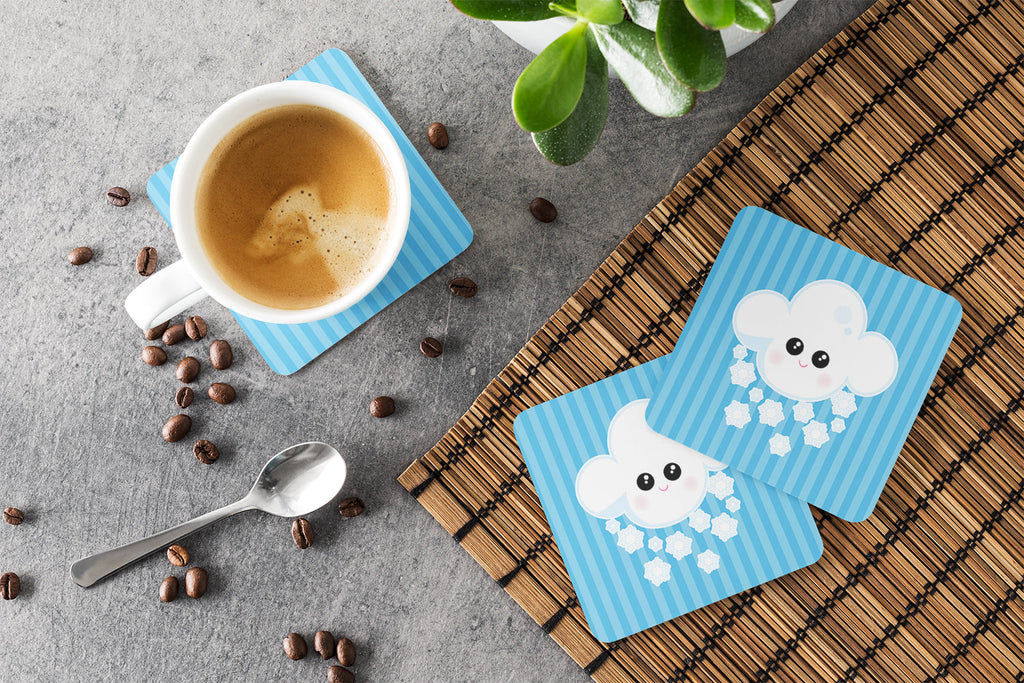 Weather Snowing Face Foam Coasters Set of 4 Cup Coasters for Indoor Outdoor, Tabletop Protection, Anti Slip, Mouse pad Material