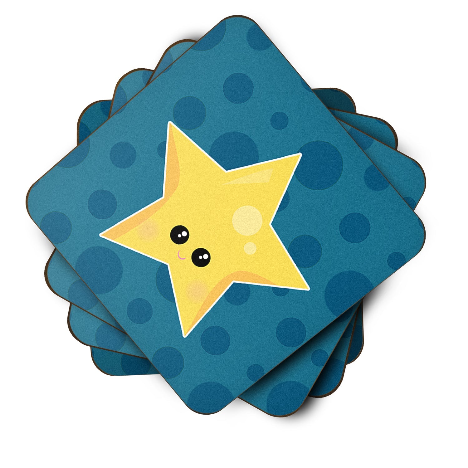 Weather Night Star Face Foam Coasters Set of 4 Cup Coasters for Indoor Outdoor, Tabletop Protection, Anti Slip, Mouse pad Material