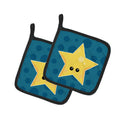 Weather Night Star Face Pot Holder Set of 2 Heat Resistant Quilted Hot Pads 7.5 x 7.5 Inch, Insulated Kitchen Trivets for Cooking & Baking