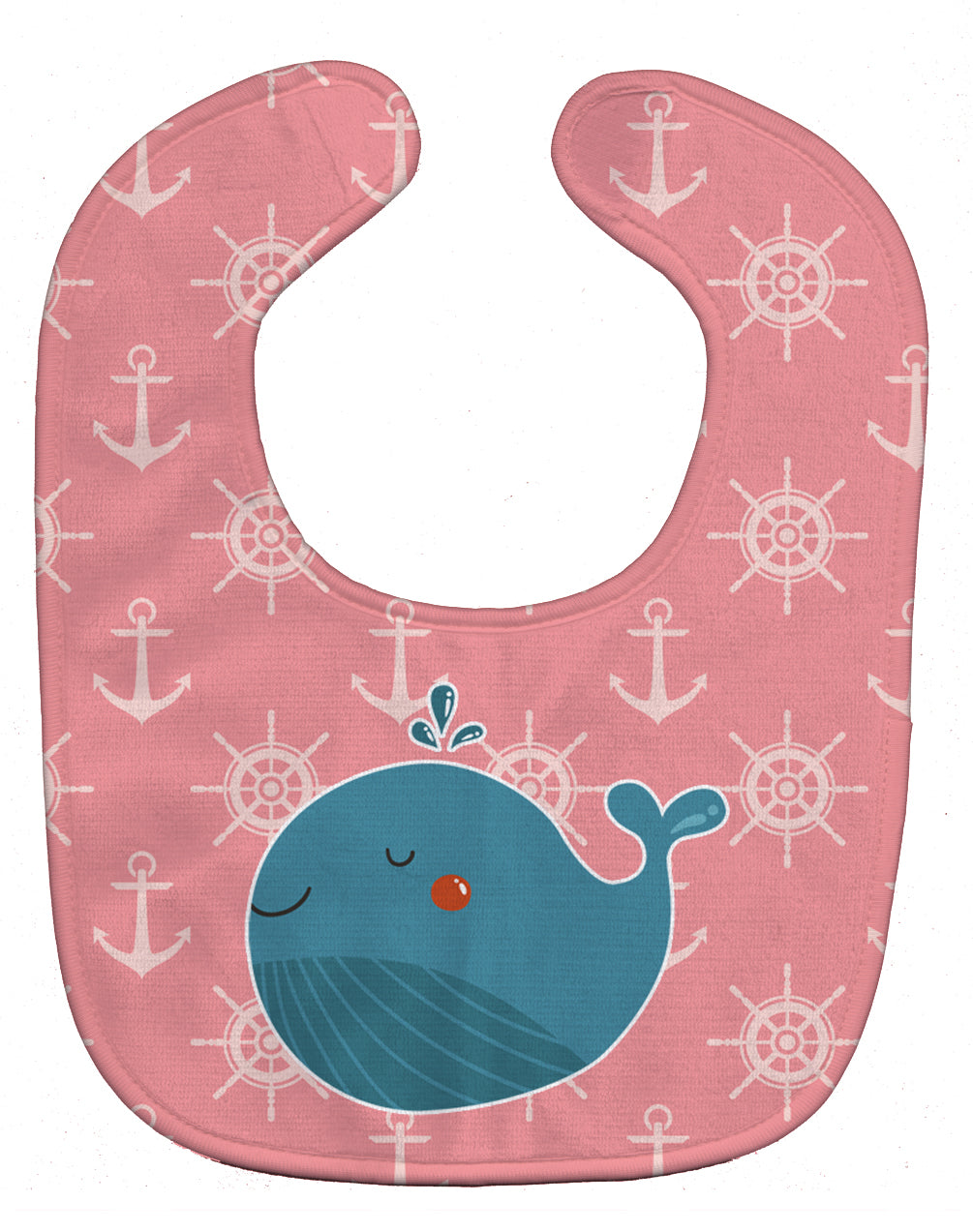 Whale on Pink Nautical Baby Bib Easy-Clean Baby Bib Baby Feeding Accessory Baby Mealtime Essential, 10 x 13, Multicolor