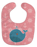 Whale on Pink Nautical Baby Bib Easy-Clean Baby Bib Baby Feeding Accessory Baby Mealtime Essential, 10 x 13, Multicolor