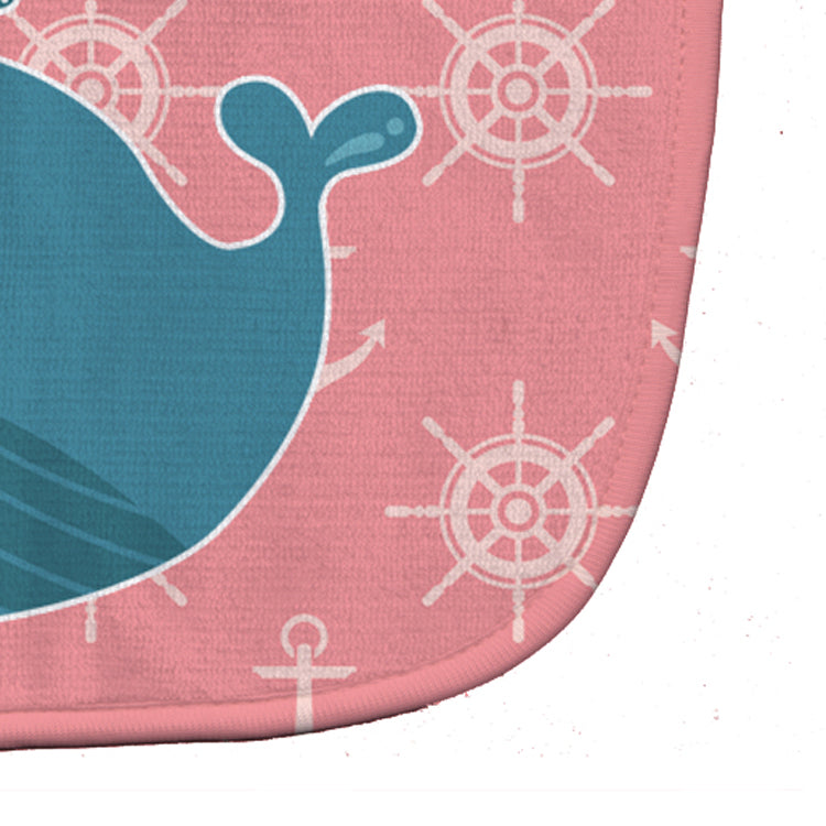 Whale on Pink Nautical Baby Bib Easy-Clean Baby Bib Baby Feeding Accessory Baby Mealtime Essential, 10 x 13, Multicolor