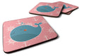 Whale on Pink Nautical Foam Coasters Set of 4 Cup Coasters for Indoor Outdoor, Tabletop Protection, Anti Slip, Mouse pad Material