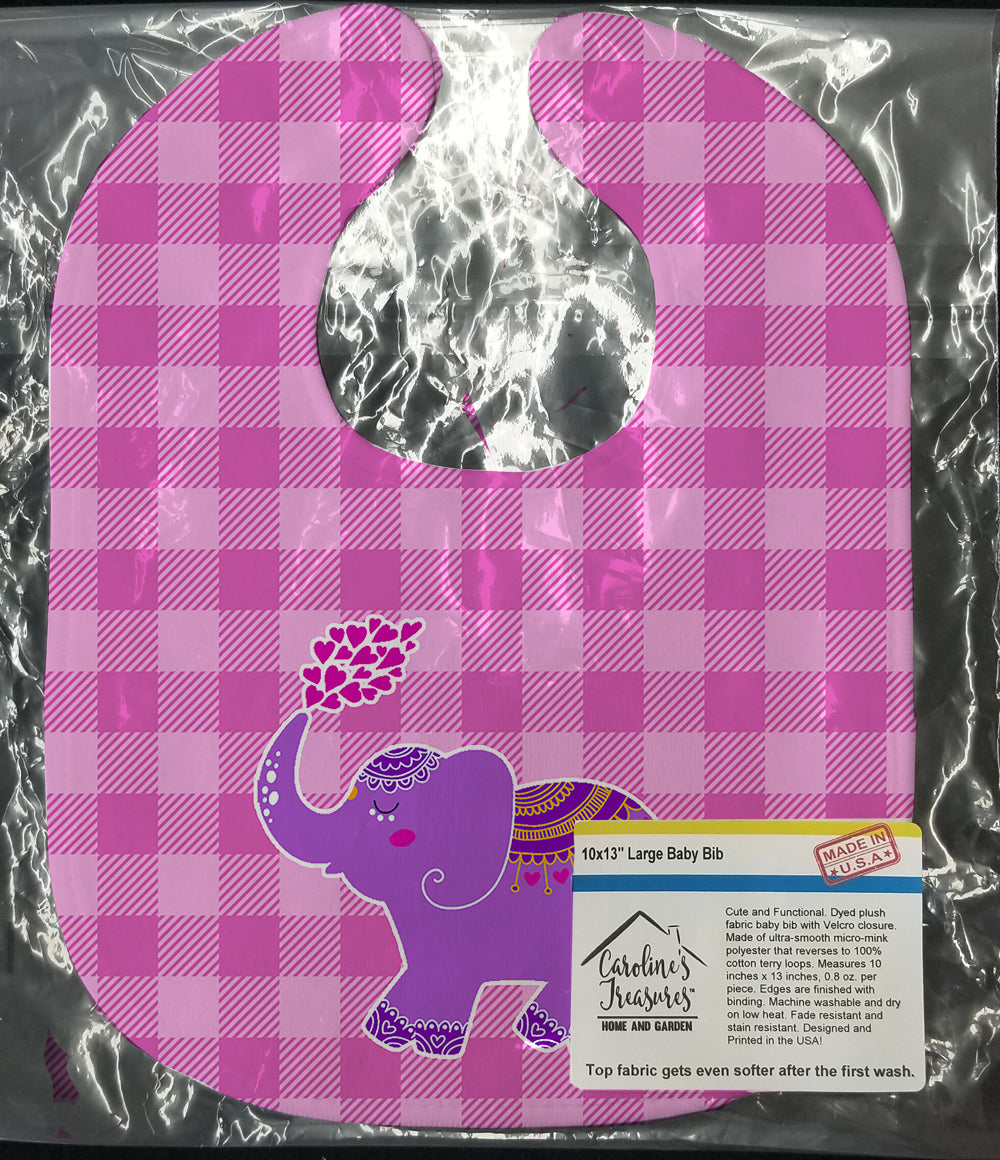 Purple Elephant Baby Bib Easy-Clean Baby Bib Baby Feeding Accessory Baby Mealtime Essential, 10 x 13, Multicolor