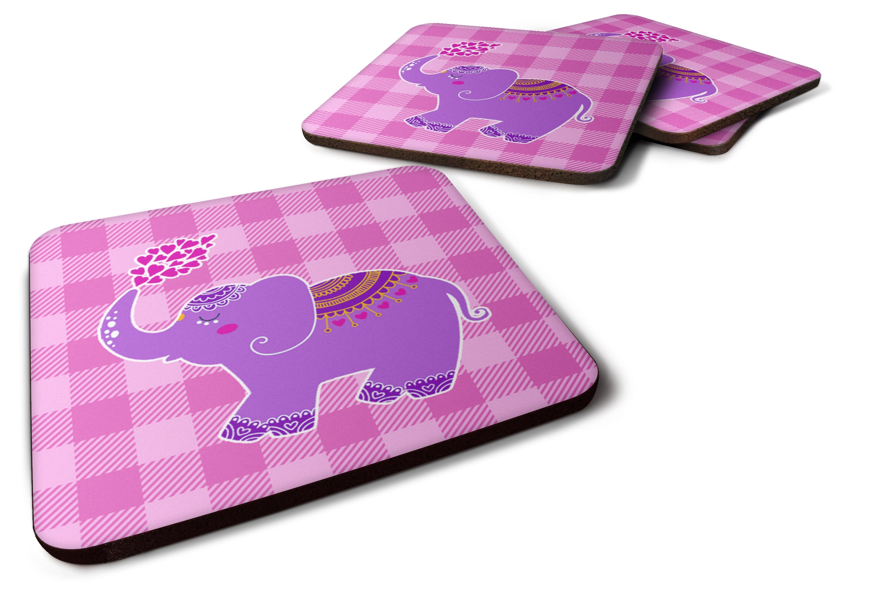 Purple Elephant Foam Coasters Set of 4 Cup Coasters for Indoor Outdoor, Tabletop Protection, Anti Slip, Mouse pad Material