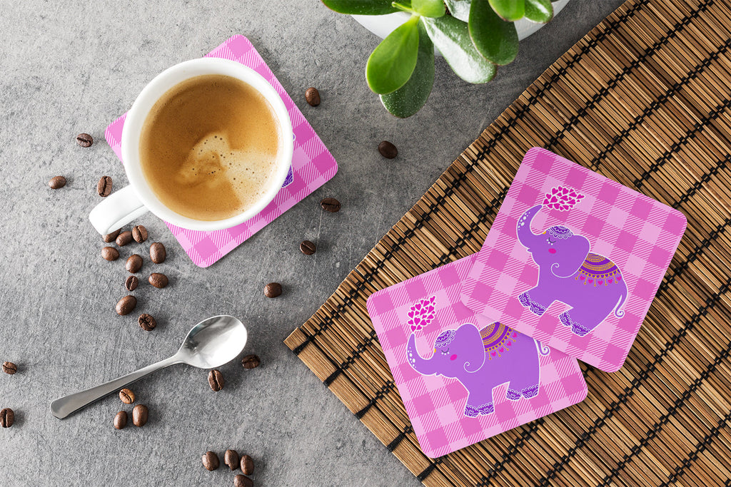Purple Elephant Foam Coasters Set of 4 Cup Coasters for Indoor Outdoor, Tabletop Protection, Anti Slip, Mouse pad Material