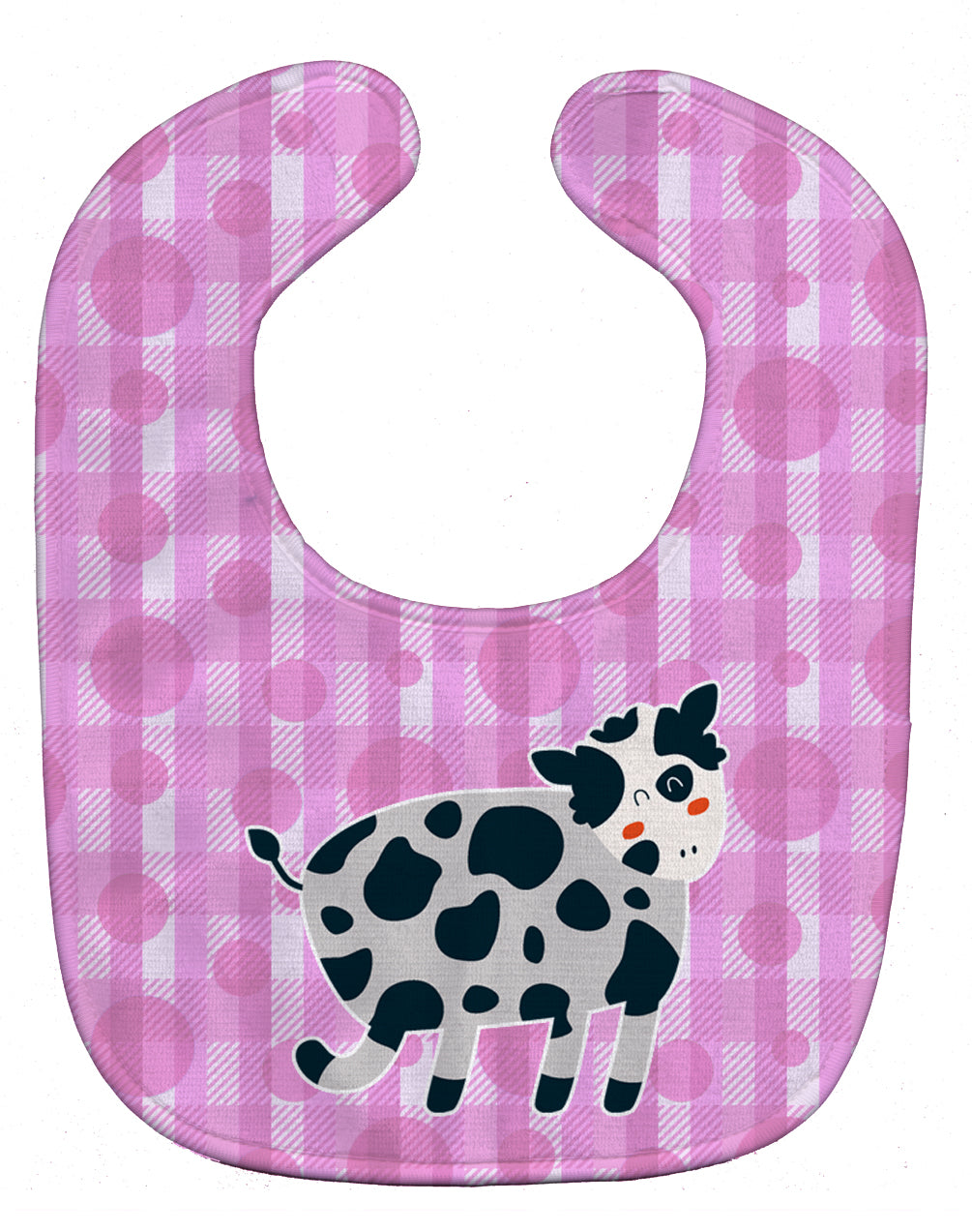 Cow on Pink Polkadots Baby Bib Easy-Clean Baby Bib Baby Feeding Accessory Baby Mealtime Essential, 10 x 13, Multicolor
