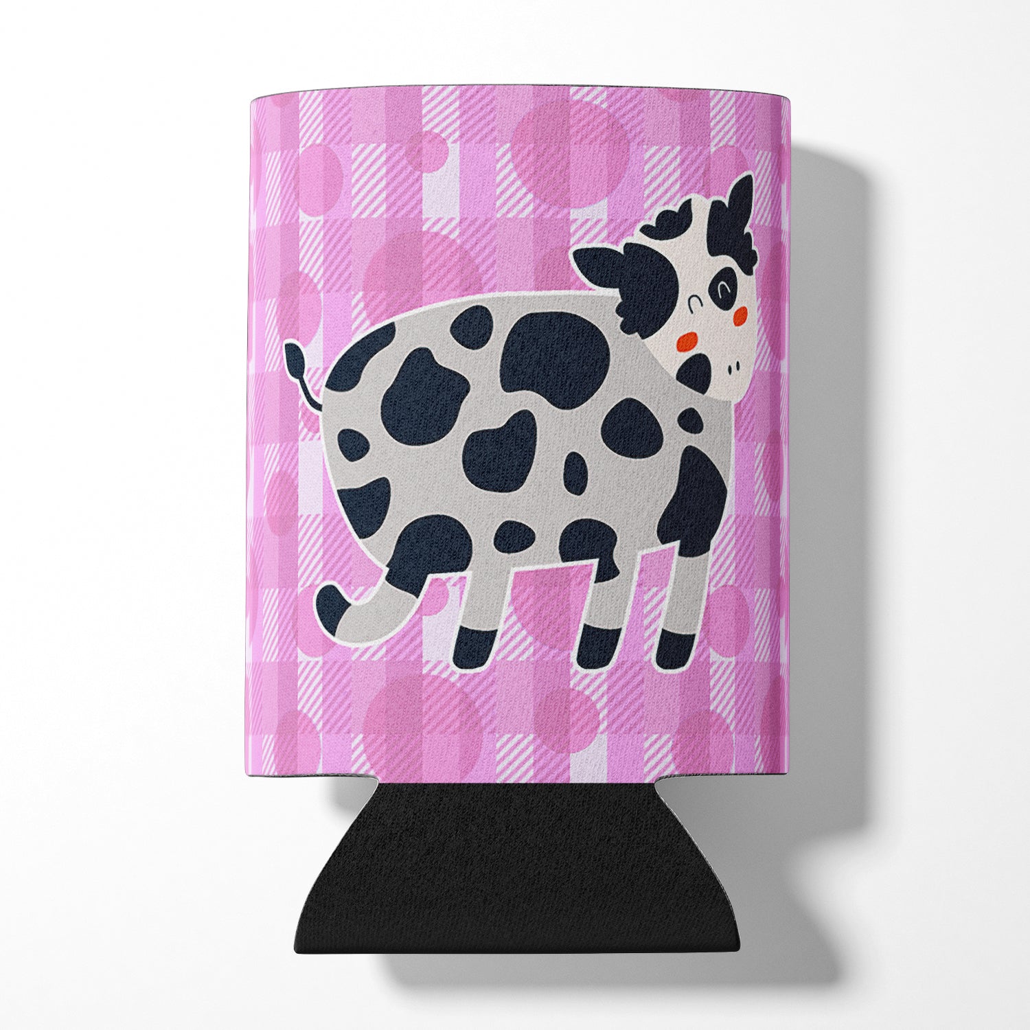 Cow on Pink Polkadots Can or Bottle Hugger Cooler Sleeve for Standard 12 oz Cans, Insulated Foam Beer & Soda Can Hugger Reusable