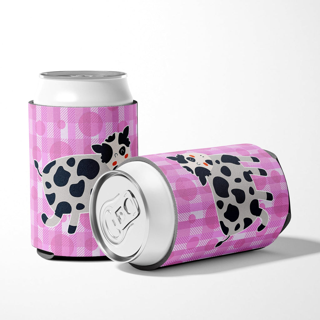 Cow on Pink Polkadots Can or Bottle Hugger Cooler Sleeve for Standard 12 oz Cans, Insulated Foam Beer & Soda Can Hugger Reusable