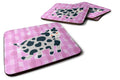 Cow on Pink Polkadots Foam Coasters Set of 4 Cup Coasters for Indoor Outdoor, Tabletop Protection, Anti Slip, Mouse pad Material