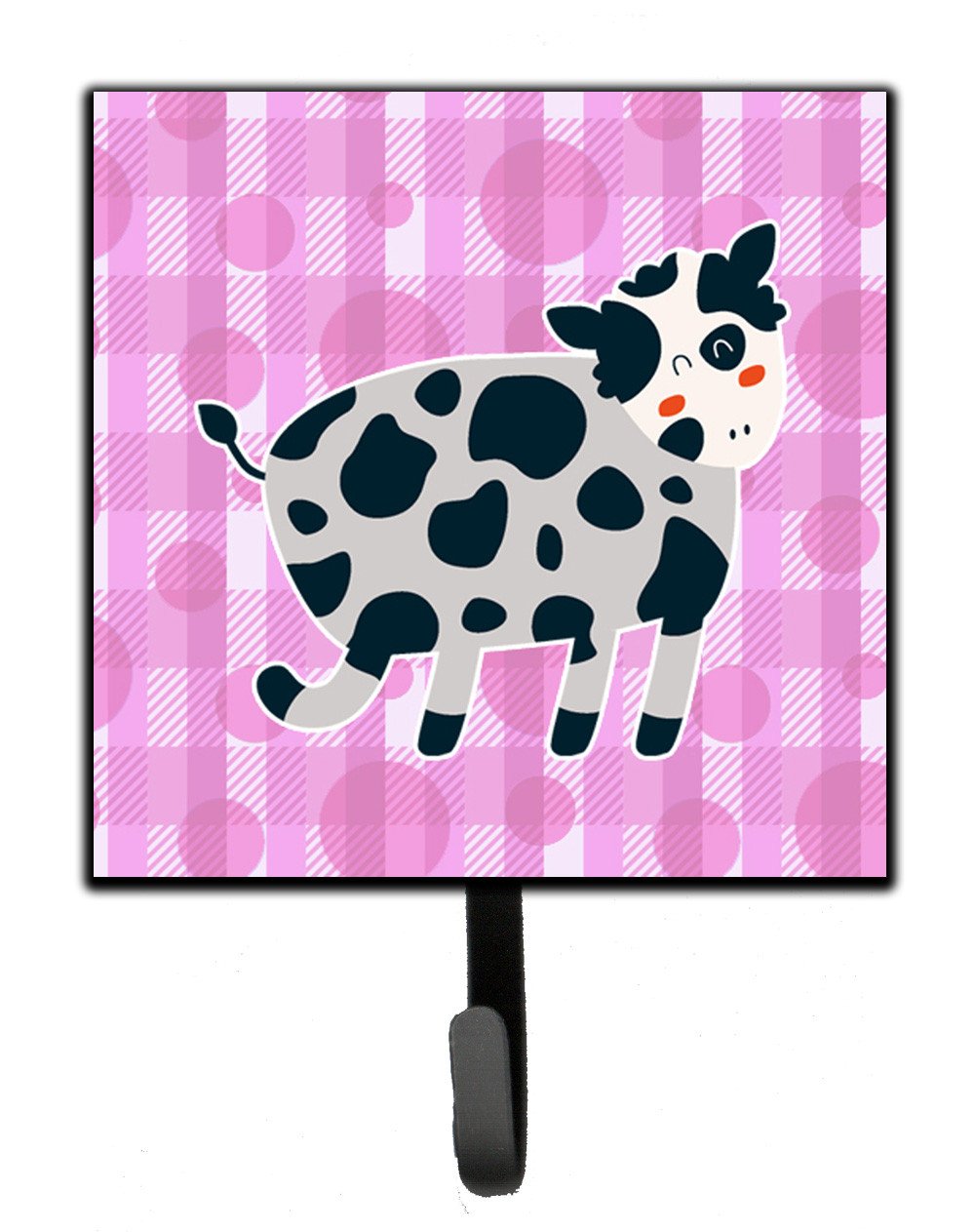 Cow on Pink Polkadots Leash or Key Holder Wall Hooks, Key Hooks Holder, Coat Rack Wall Mount, Coat Hooks, Hooks for Hanging Keys, Towels, Aprons, Leashes