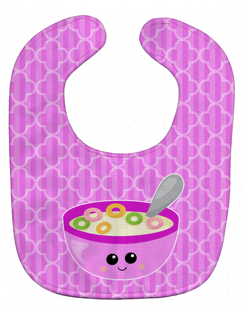 Pink Bowl of Cereal Baby Bib Easy-Clean Baby Bib Baby Feeding Accessory Baby Mealtime Essential, 10 x 13, Multicolor