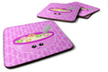 Pink Bowl of Cereal Foam Coasters Set of 4 Cup Coasters for Indoor Outdoor, Tabletop Protection, Anti Slip, Mouse pad Material