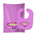 Pink Bowl of Cereal Baby Bib & Burp Cloth Easy-Clean Baby Bib Baby Feeding Accessory Baby Mealtime Essential