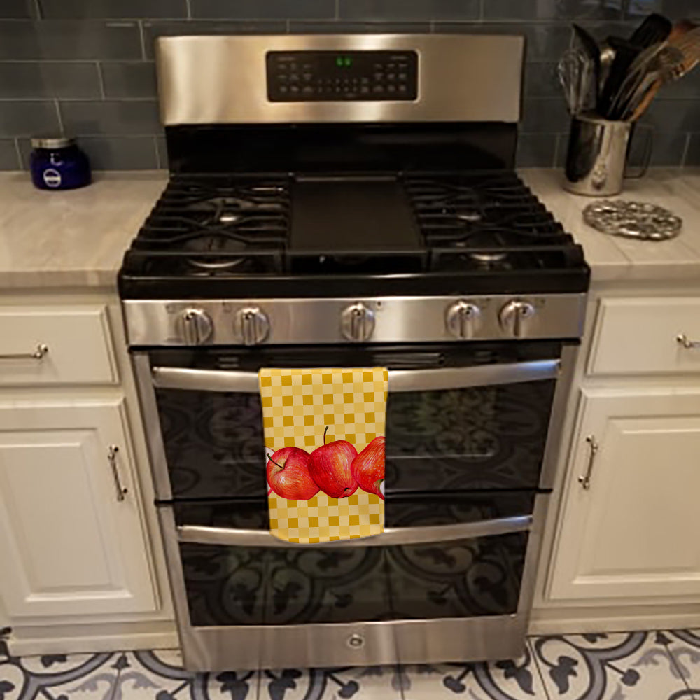 Apple on Basketweave Kitchen Towel Velour Plush Front and Cotton Loop Back Machine Washable