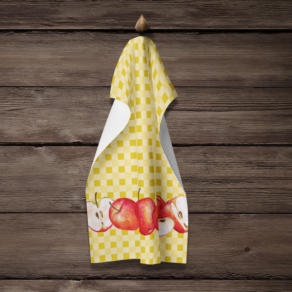 Apple on Basketweave Kitchen Towel Velour Plush Front and Cotton Loop Back Machine Washable