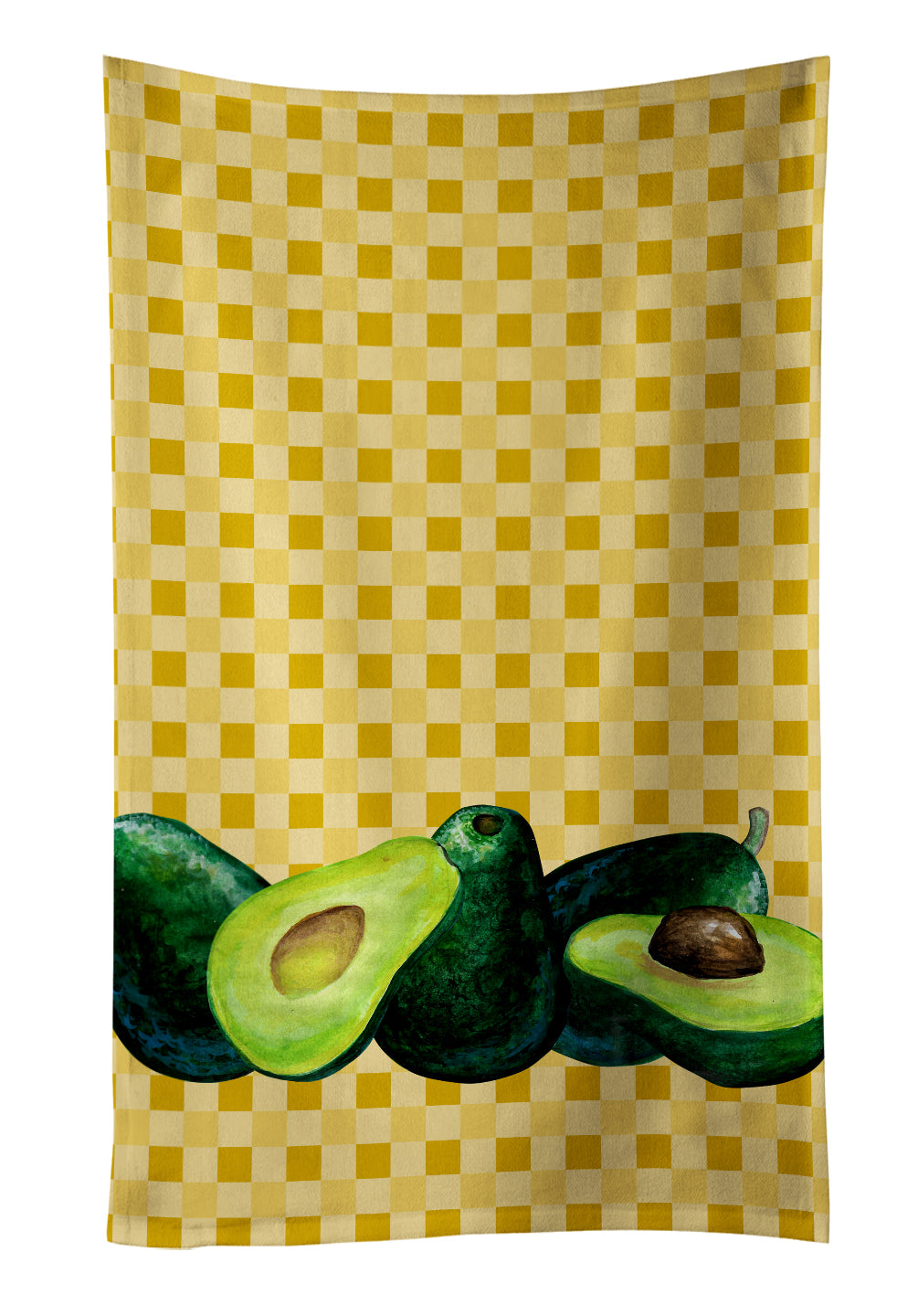 Avacado on Basketweave Kitchen Towel Velour Plush Front and Cotton Loop Back Machine Washable
