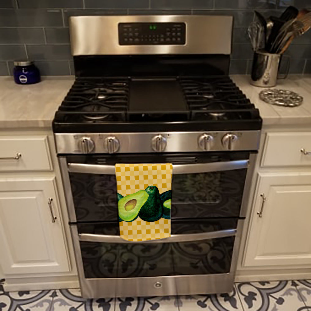 Avacado on Basketweave Kitchen Towel Velour Plush Front and Cotton Loop Back Machine Washable