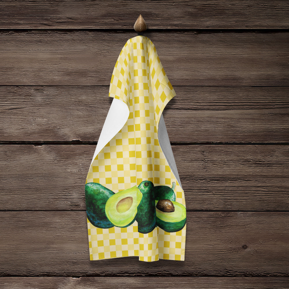 Avacado on Basketweave Kitchen Towel Velour Plush Front and Cotton Loop Back Machine Washable