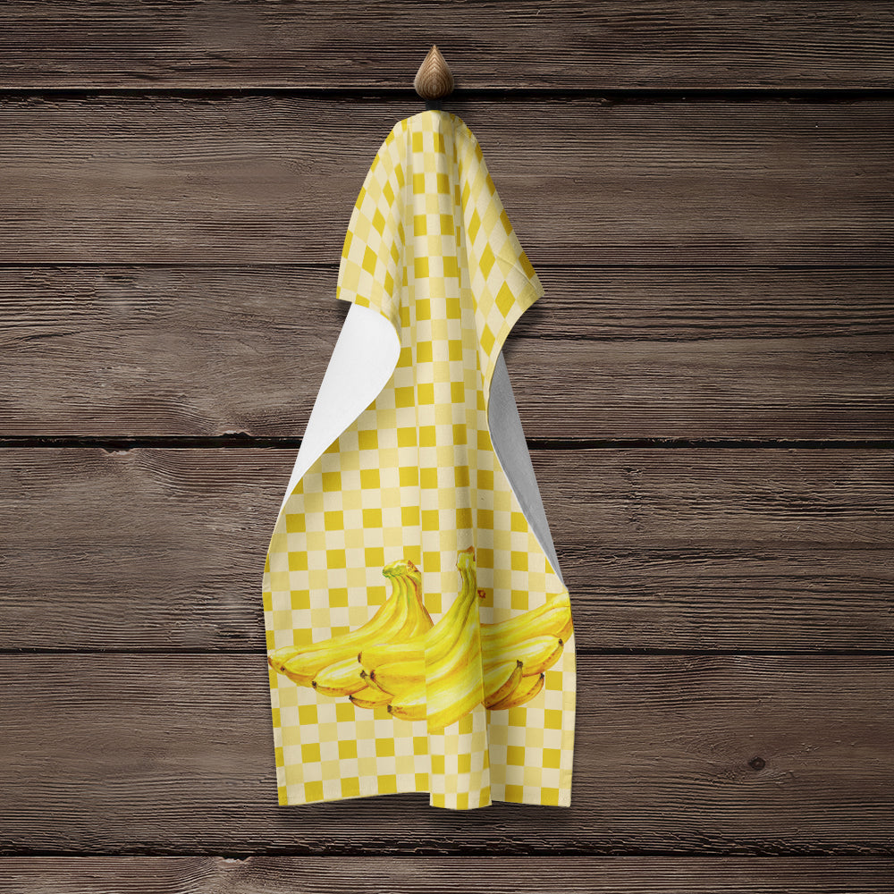 Bananas on Basketweave Kitchen Towel Velour Plush Front and Cotton Loop Back Machine Washable