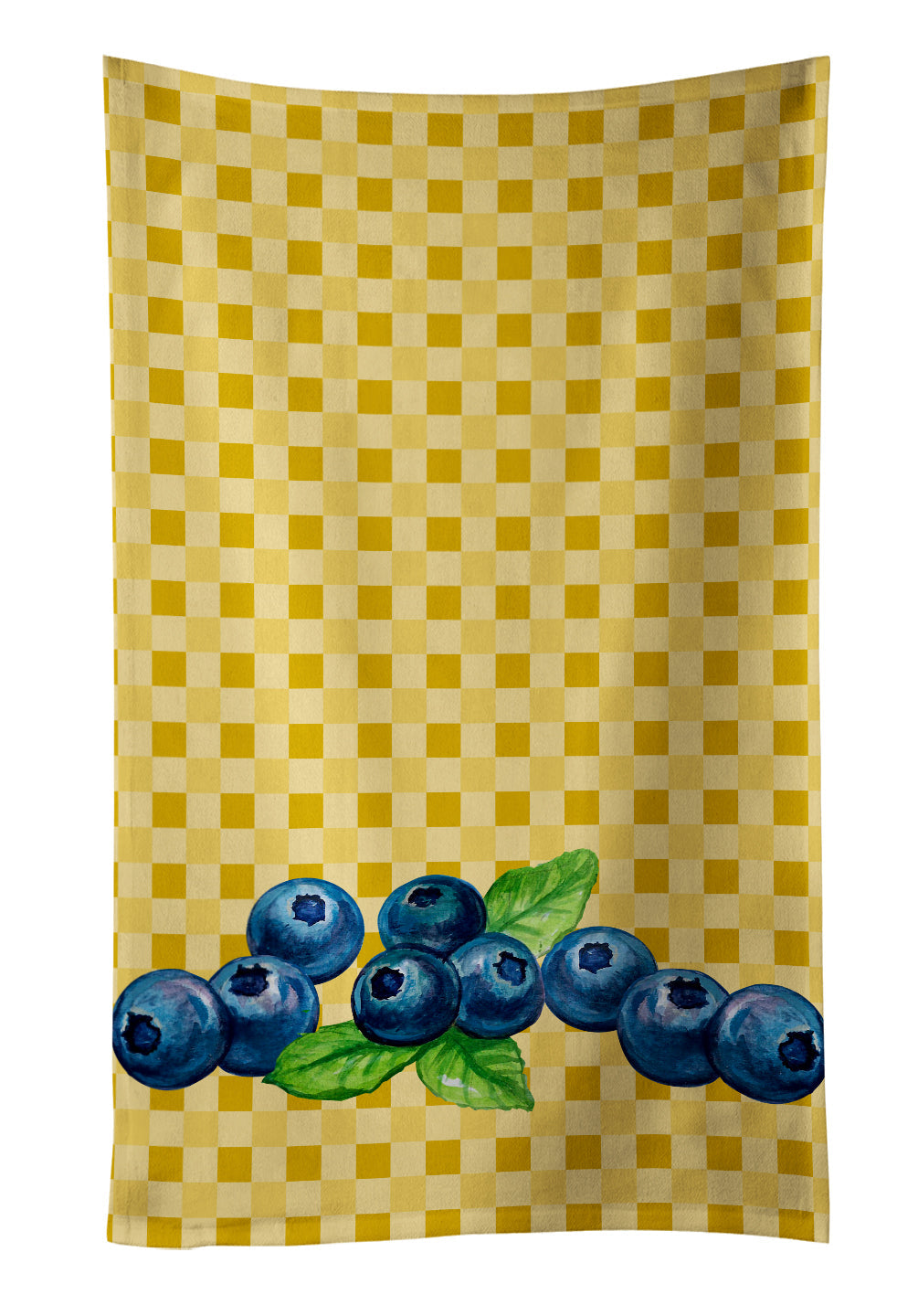 Blueberries on Basketweave Kitchen Towel Velour Plush Front and Cotton Loop Back Machine Washable
